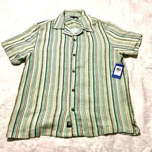 Vince Camuto Short Sleeve Button Up Shirt Men's Double Gauze Size L New